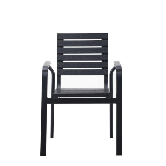 Sillas Comedor Exterior Rapel Negro, con Cómodo Espaldar x4