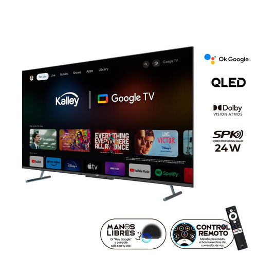 Tv Kalley 43"con sistema Google TV, pantalla 4K-UHD, tecnología QLED