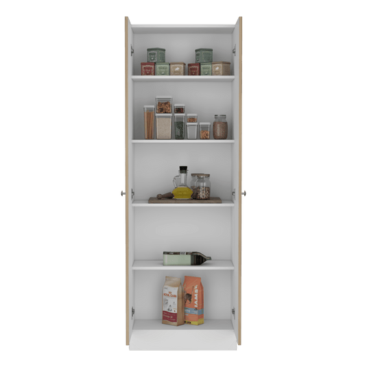 Armario alto de cocina Z-60, Blanco y Rovere, Cuenta con Cinco Entrepaños y Dos Puertas Batientes ZF