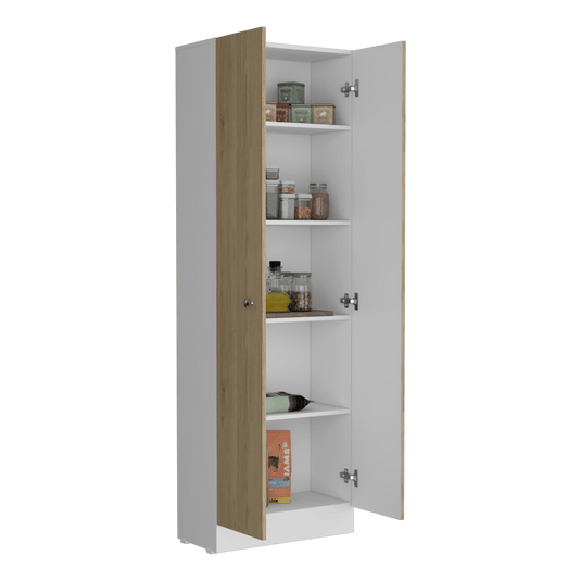 Armario alto de cocina Z-60, Blanco y Rovere, Cuenta con Cinco Entrepaños y Dos Puertas Batientes ZF