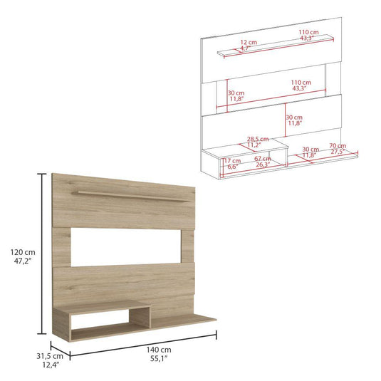 Combo para Sala, Ascher, Incluye Biblioteca, Mesa de Centro, Panel y Rack para TV, Beige y Blanco