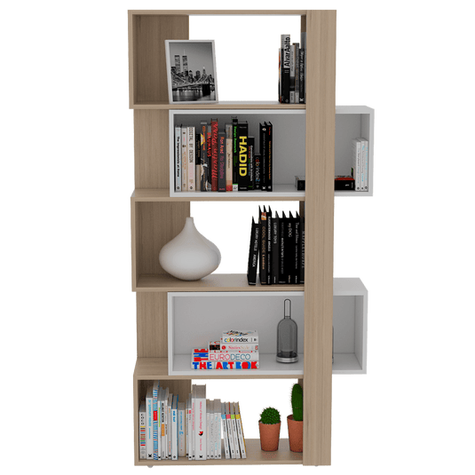 Combo para Sala, Ascher, Incluye Biblioteca, Mesa de Centro, Panel y Rack para TV, Beige y Blanco