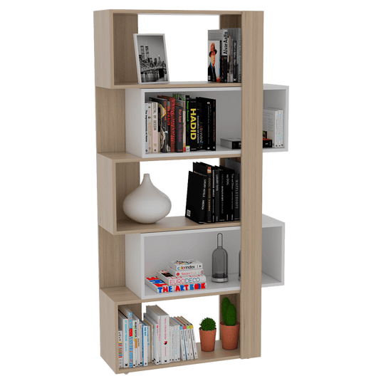 Combo para Sala, Ascher, Incluye Biblioteca, Mesa de Centro, Panel y Rack para TV, Beige y Blanco