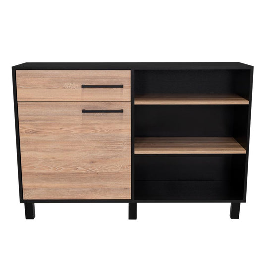 Mueble Multiusos Kaia, Wengue y Miel, Con Una Puerta Batiente y Múltiples Entrepaños Vm