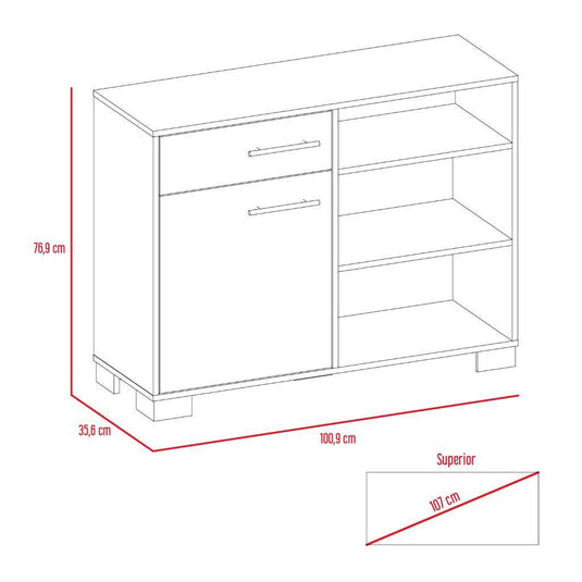 Mueble Auxiliar Recibidor Marsel, Wengue y Moca, con Un Cajón