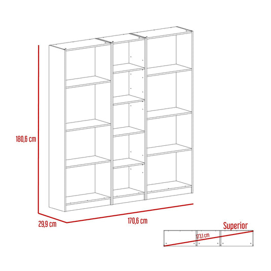 Combo de Bibliotecas Home, Wengue Incluye Tres Bibliotecas sin puertas