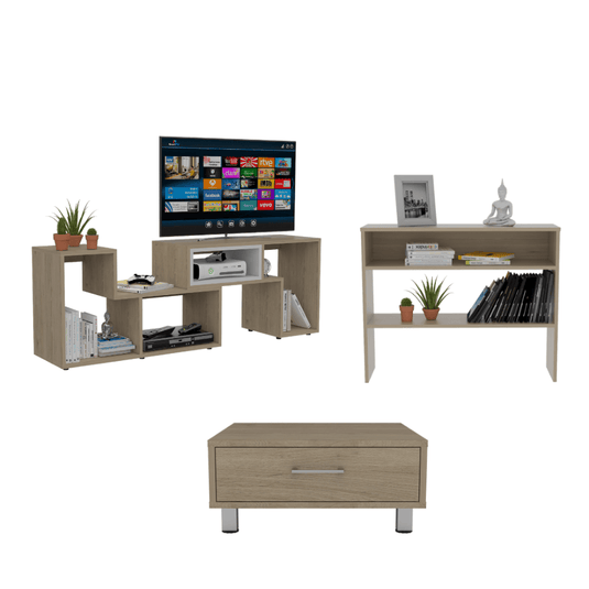 Combo Para Sala Toscana, Incluye Rack para TV, Arrimo y Mesa de Centro