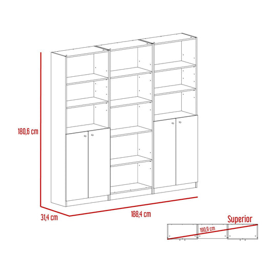 Combo de Bibliotecas Home, Wengue Incluye Tres Bibliotecas