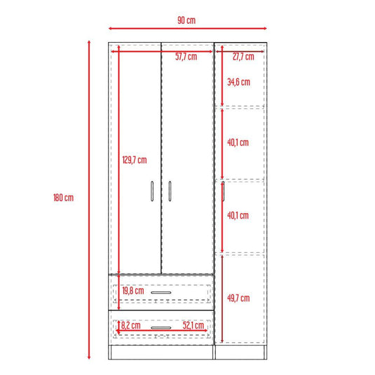 Armario Austral con Tres Puertas Coñac y Blanco