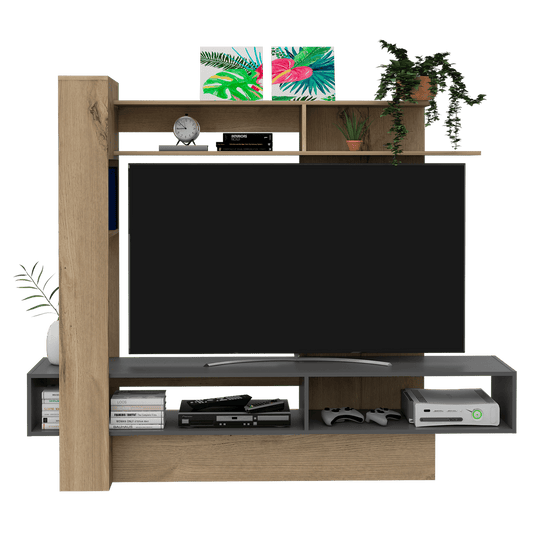 Rack Para Tv Flamenco, Duna y Plomo, con Espacio Para Televisor de Hasta 55 Pulgadas