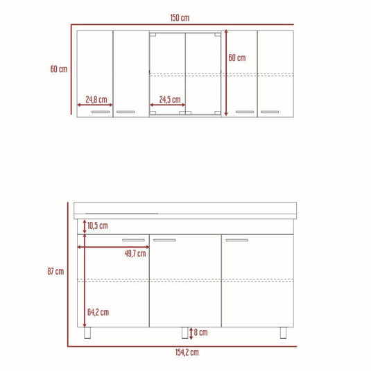 Cocina Sicilia Incluye Mesón Laminado Izquierdo y Lavaplatos, Blanco y Amaretto