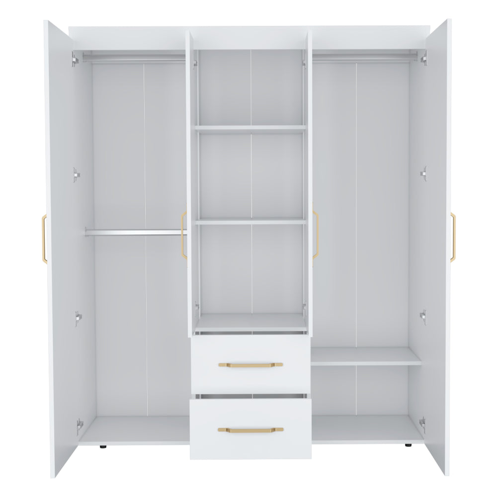 Closet Eco Golden, Blanco y Dorado, Variedad de Entrepaños y Cuatro Puertas Abatibles ZF
