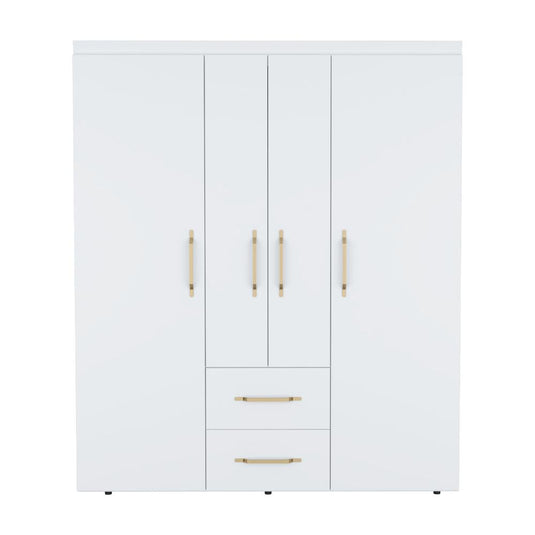 Armario Eco Golden, Blanco y Dorado, Variedad de Entrepaños y Cuatro Puertas Abatibles ZF