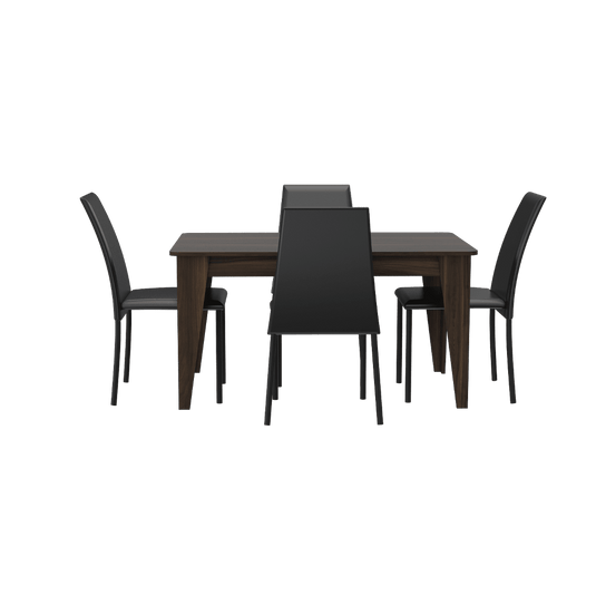 Comedor Torino con Cuatro Sillas, Negro y Habano