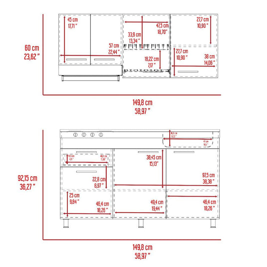 Cocina Integral 150Cm Bazagli Derecho Rovere