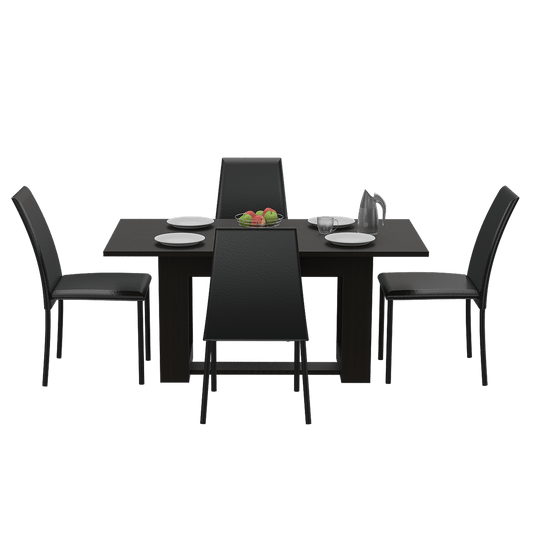 Comedor Volterra con Cuatro Sillas, Negro y Wengue