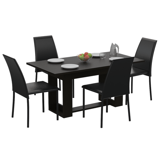 Comedor Volterra con Cuatro Sillas, Negro y Wengue