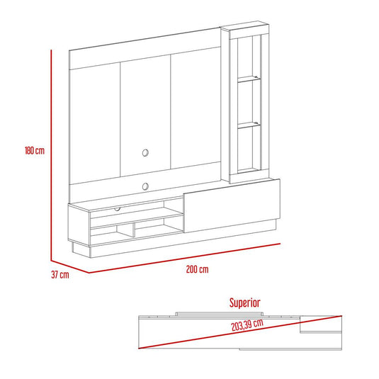 Rack de Tv Yakarta, Taupe, con Espacio Para Televisor de Hasta 70 Pulgadas y Varios Entrepaños