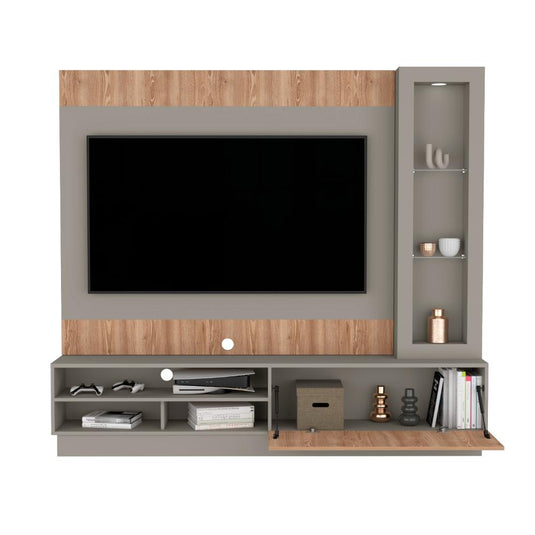 Rack de Tv Yakarta, Taupe, con Espacio Para Televisor de Hasta 70 Pulgadas y Varios Entrepaños