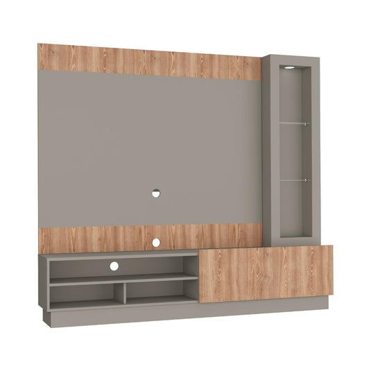 Rack de Tv Yakarta, Taupe, con Espacio Para Televisor de Hasta 70 Pulgadas y Varios Entrepaños