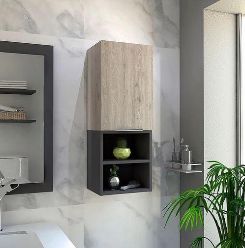 Mueble Auxiliar de Baño Jules, Ceniza y Plomo