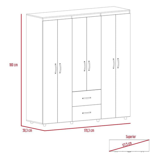 Combo Para Habitación Bariloche Olso, Incluye Armario, Rack para TV Y Estantería