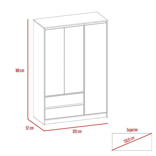 Armario Con 3 Puertas Y 2 Cajones Austin, Bellota Y Wengue ZF
