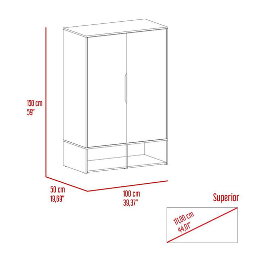 Armario Rosie, Wengue Y Blanco, Dos Puertas Abatibles y Variedad De Entrepaños