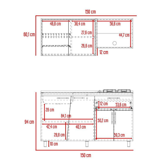 Cocina Integral 150Cm Emilia Izquierdo Wengie