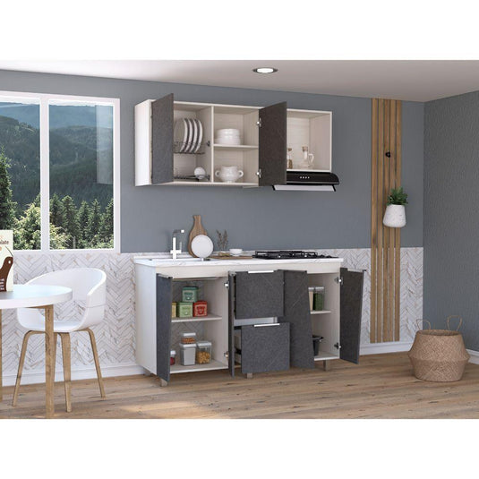 Cocina 1,50 Nara, Niebla Y Onix, Con Meson Izquierdo ZF