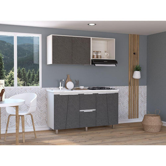 Cocina 1,50 Nara, Niebla Y Onix, Con Meson Izquierdo ZF