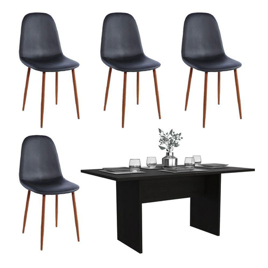 Comedor Concept SL1 Wengue, Incluye Cuatro Sillas Negras