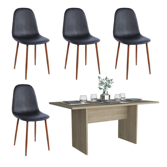 Comedor Concept SL1 Beige, Incluye Cuatro Sillas Negras