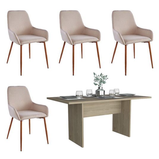 Comedor Concept ST3 Beige, Incluye Cuatro Sillas Café Claro