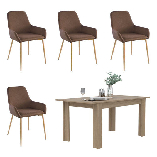 Comedor Concept ST2 Beige, Incluye Cuatro Sillas Chocolate y Café Claro