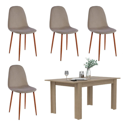 Comedor Concept SL3 Beige, Incluye Cuatro Sillas Café Claro