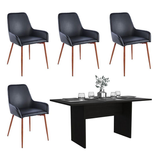 Comedor Concept ST1 Wengue, Incluye Cuatro Sillas Negras