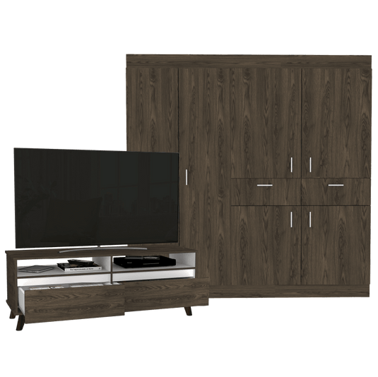 Combo Para Habitación Treicy, Incluye Armario y Rack para TV