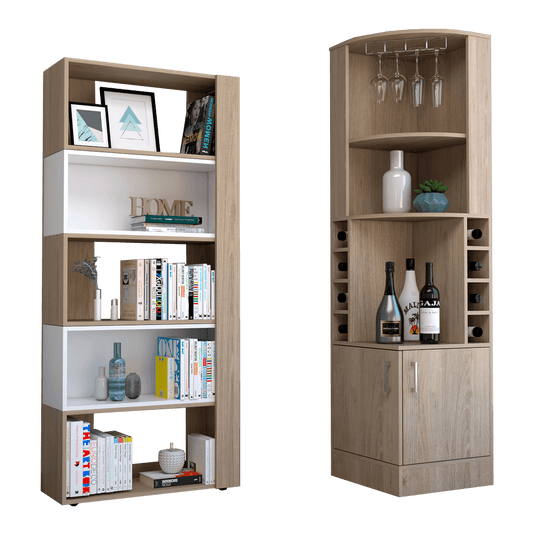 Combo Para Sala Sneek, Incluye Bar Esquinero y Biblioteca Cubo