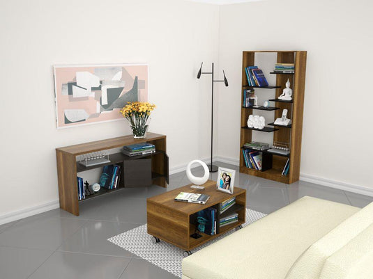 Combo Para Sala Gaia, Incluye Biblioteca, Arrimo y Mesa de Centro