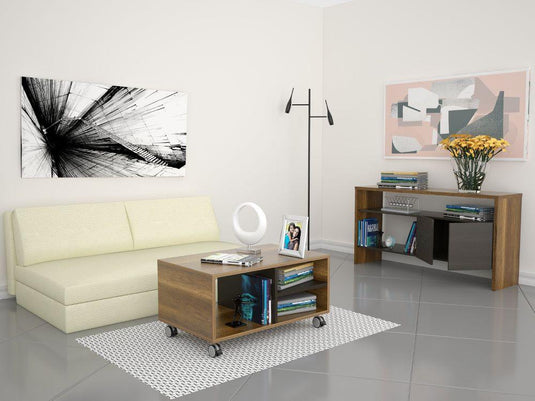 Combo Para Sala Portanova, Incluye Arrimo y Mesa de Centro