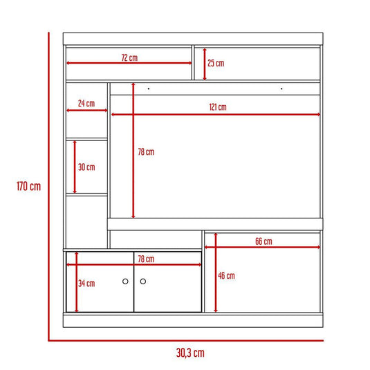 Combo Para Sala Allende, Incluye Rack para TV, Biblioteca, Arrimo y Mesa de Centro