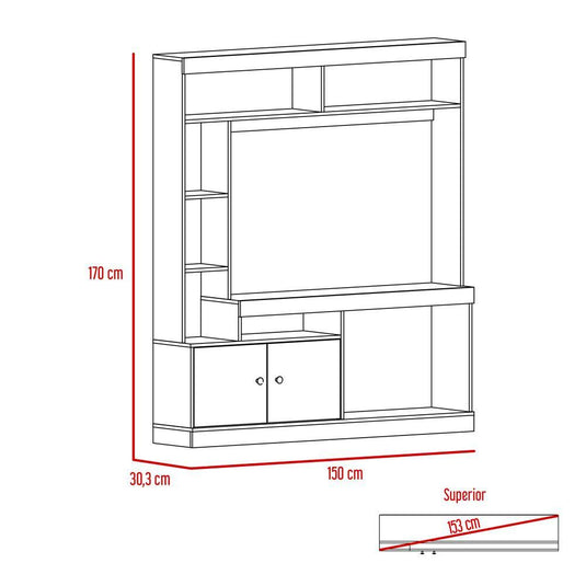 Combo Para Sala Leto, Incluye Rack para TV, Vitrina, Arrimo y Mesa de Centro