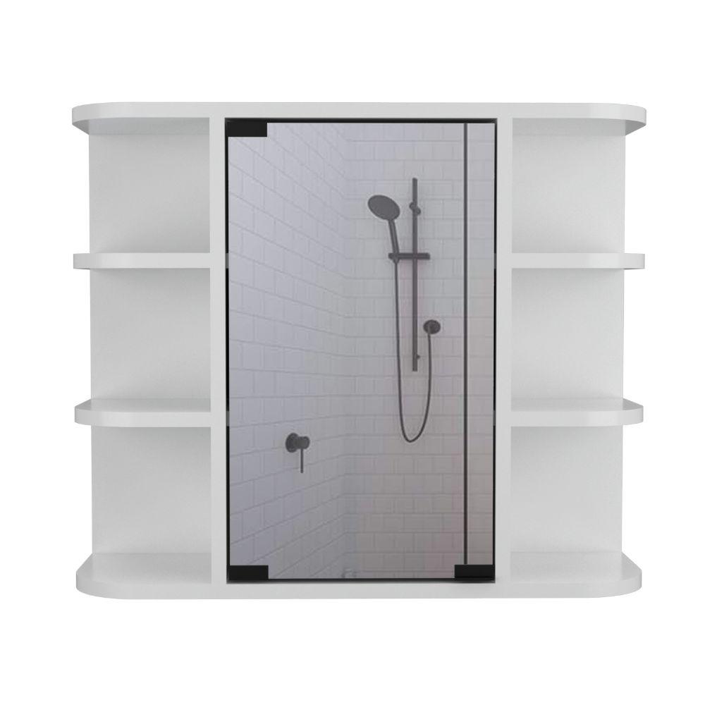 Gabinete de Baño Delio, Blanco, con Una Puerta de Espejo Abatibley Seis Entrepaños ZF X2
