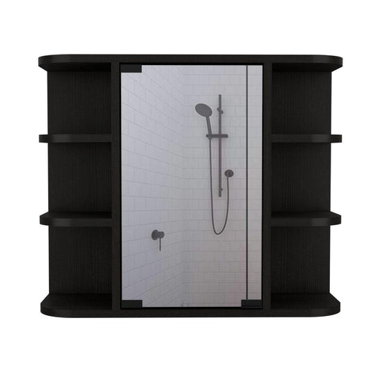 Gabinete de Baño Merín, Wengue, con Espejo y Tres Entrepaños ZF X2