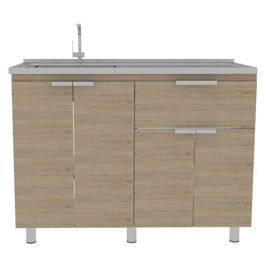 Mueble Inferior Fendi, Rovere y Blanco