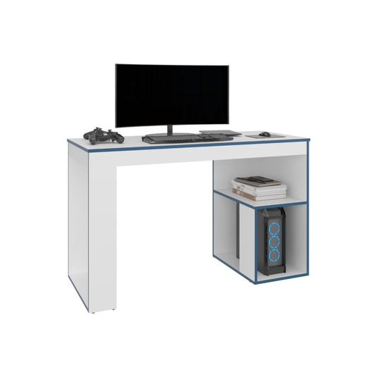 Escritorio Gamer Astana, Blanco Duqueza y Azul
