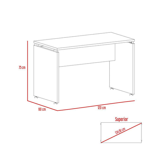 Escritorio Home Office M-120, Wengue y Coñac, con Amplia Superfice