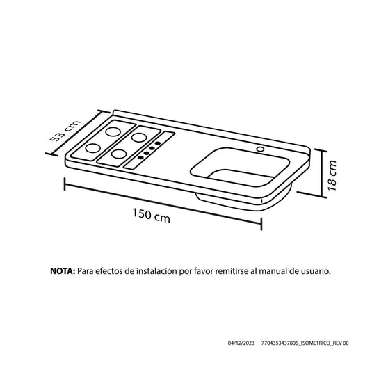 Combo de Cocina Monet, Inlcuye Gabinete Inferior y Mesón Derecho