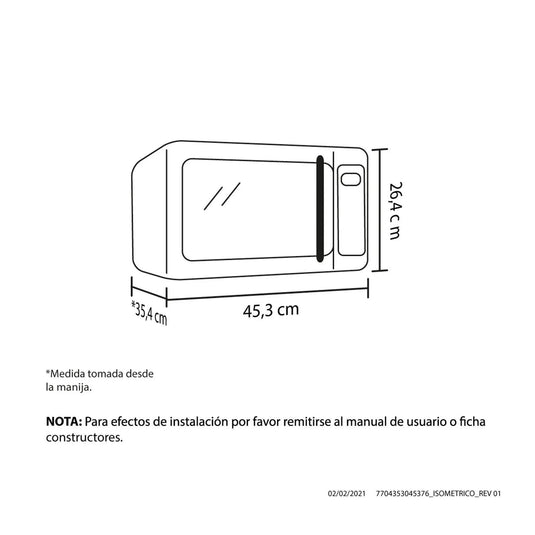 Horno Microondas Haceb Inox Con Manija 0.7 (20 Litros)